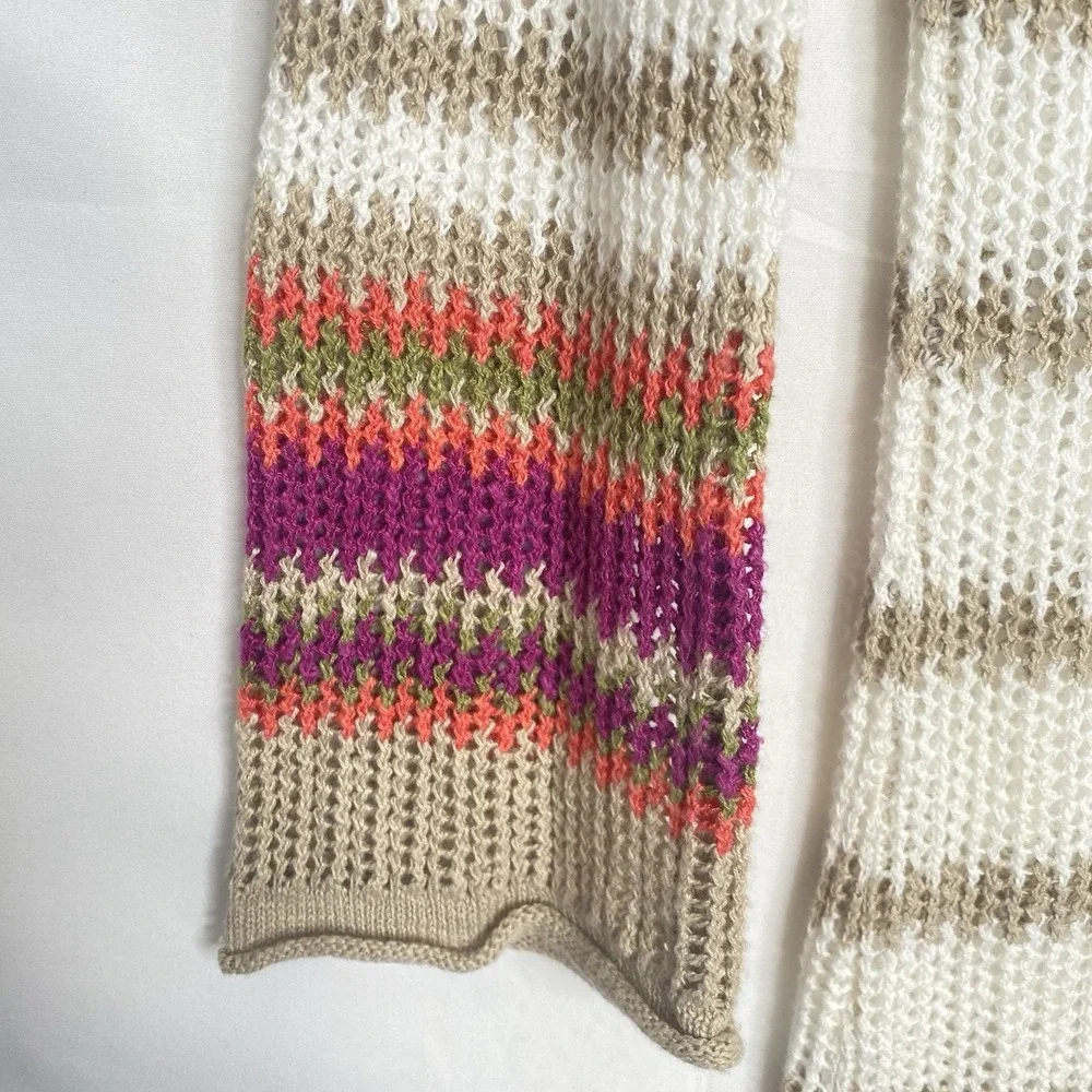 Tommy Bahama Swimsuit Cover White Cotton Open Knit Stripe Tunic Sweater Women XS
